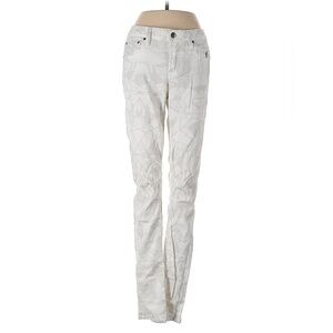 Helmut Lang Womens Stretch Straight Leg Pant White Gray Geometric Print Size 24